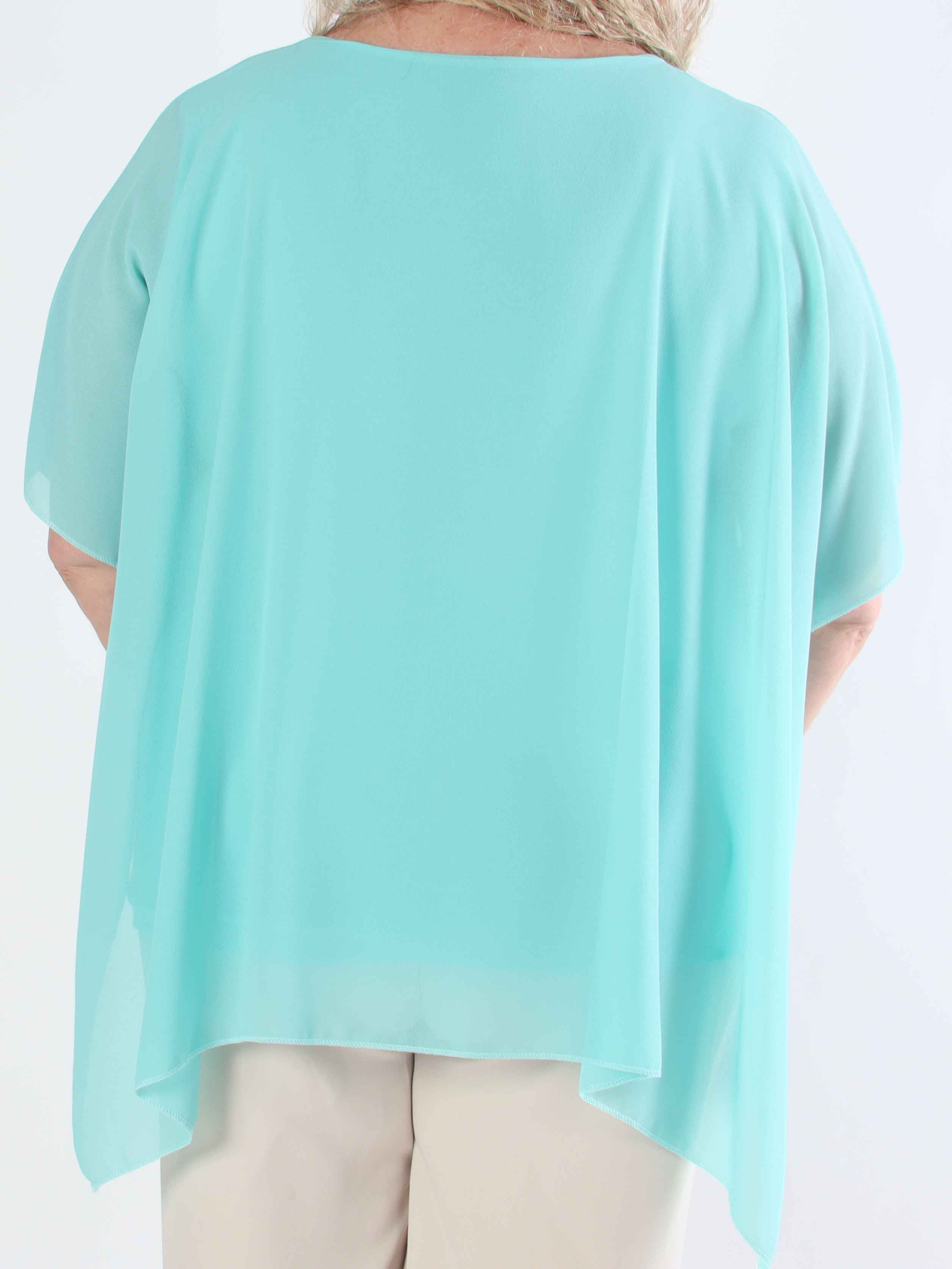 Mirabella Plain Shirt - Sød plus size tunika med løst chiffonlag